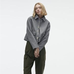 ZARA Gold Button Soft Touch Jacket Gray Size Medium